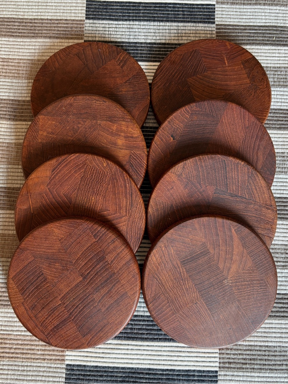 Dansk Coasters Mid Century Danish Teak Wood Coasters Set of 8 JHQ 1970s Denmark